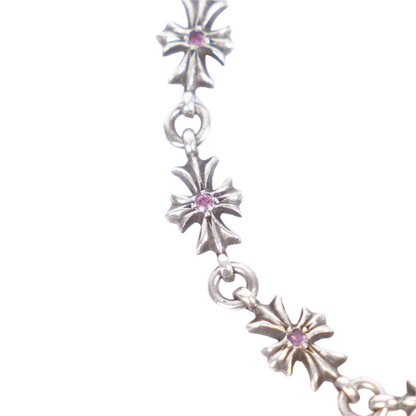 CHROME HEARTS PINK SAPPHIRE TINY E BRACELET 12 LINK