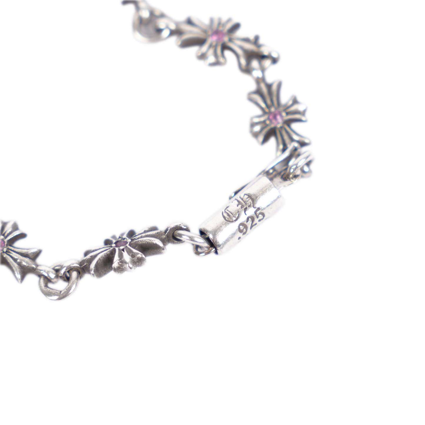 CHROME HEARTS PINK SAPPHIRE TINY E BRACELET 12 LINK