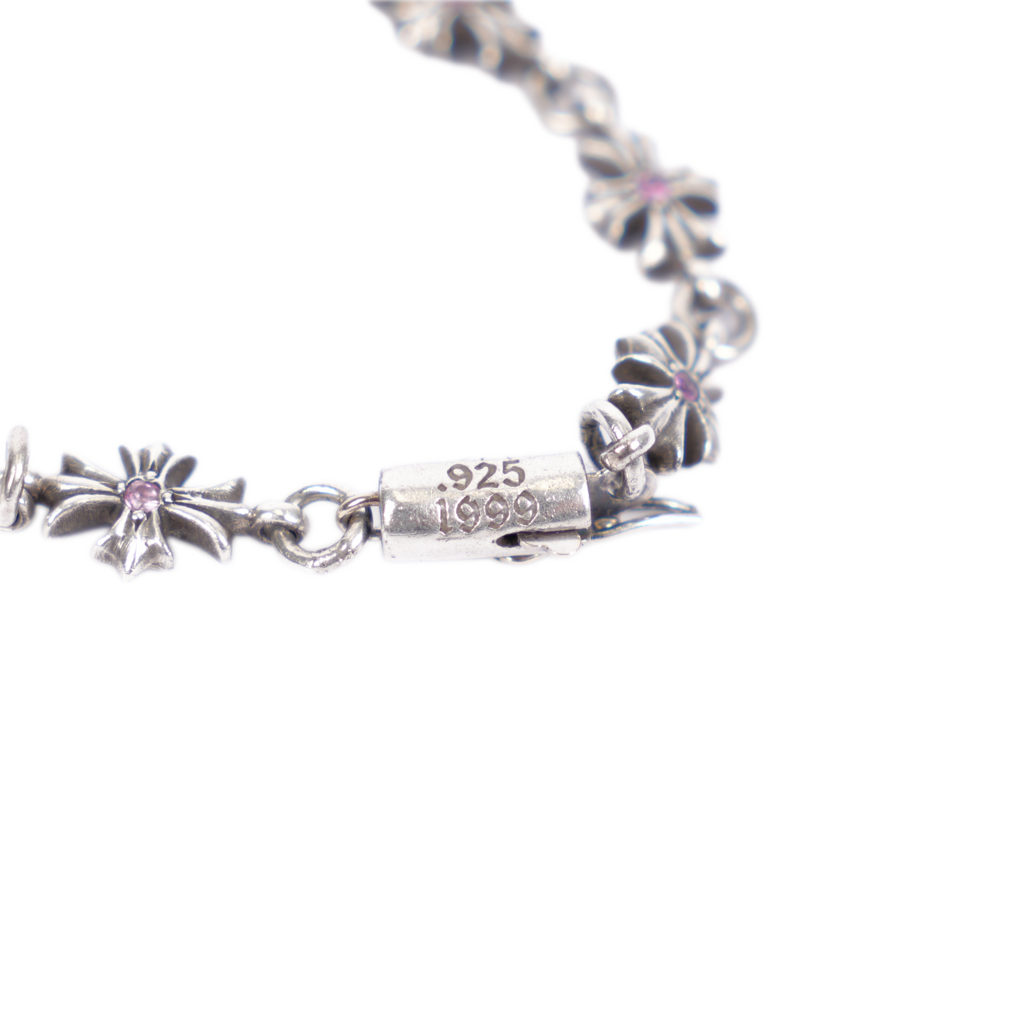 CHROME HEARTS PINK SAPPHIRE TINY E BRACELET 12 LINK