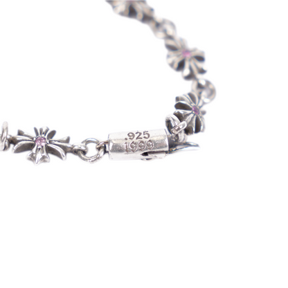 CHROME HEARTS PINK SAPPHIRE TINY E BRACELET 12 LINK