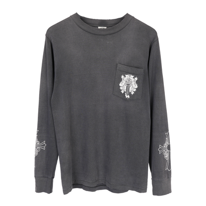 CHROME HEARTS FADED VINTAGE DAGGER POCKET CROSS LONG SLEEVE TEE