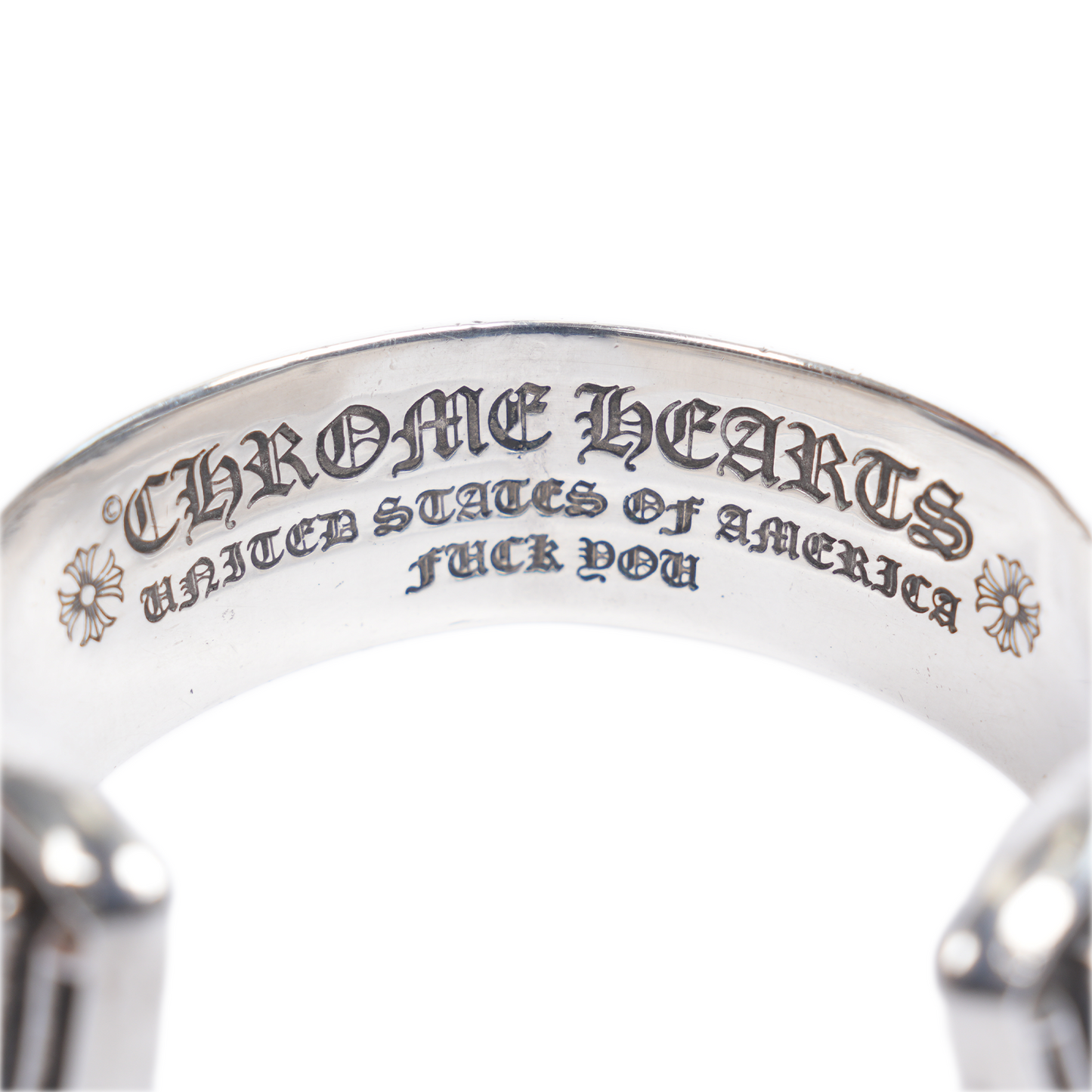 CHROME HEARTS SCROLL LOGO BANGLE .925 SILVER BRACELET