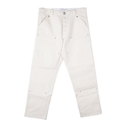 CHROME HEARTS WHITE RHODIUM PLATED DOUBLE KNEE CARPENTER PANTS