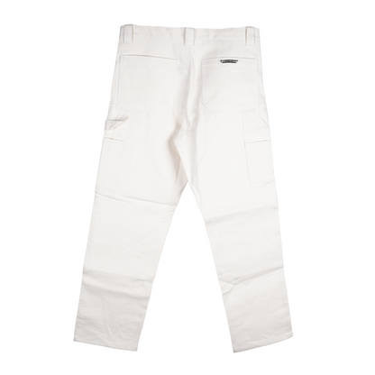 CHROME HEARTS WHITE RHODIUM PLATED DOUBLE KNEE CARPENTER PANTS