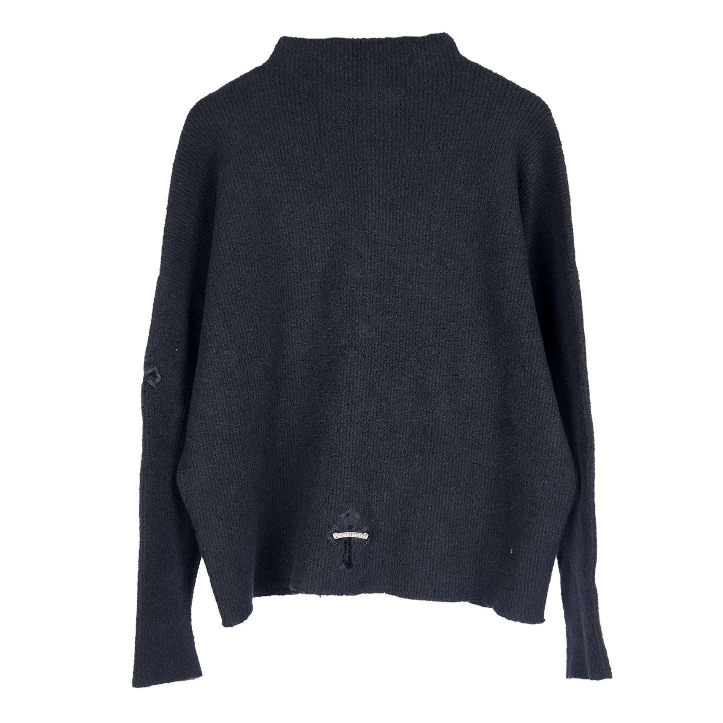CHROME HEARTS PONY HAIR BLACK MOCKNECK PATCH SWEATER