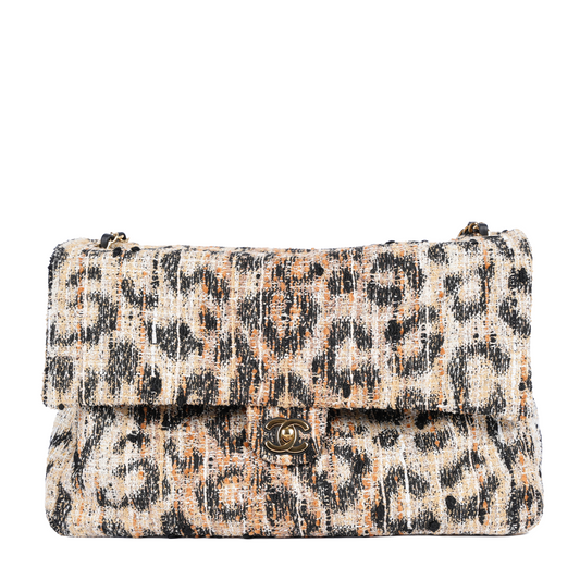 CHANEL 2026 TWEED MIXED FIBER LEOPARD PRINT BAG