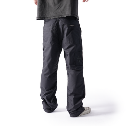 CHROME HEARTS BLACK NYLON LEATHER CARPENTER PANTS