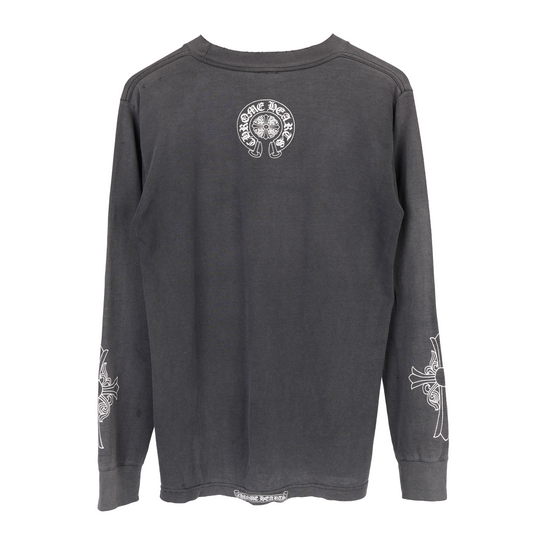CHROME HEARTS FADED VINTAGE DAGGER POCKET CROSS LONG SLEEVE TEE