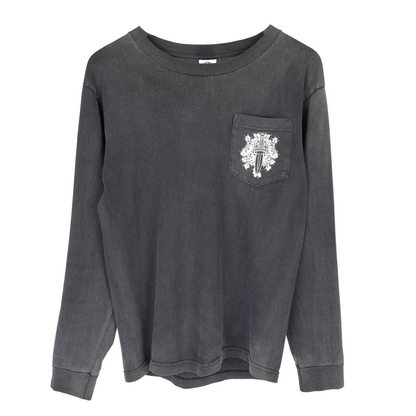 CHROME HEARTS FADED VINTAGE DAGGER POCKET FLORAL LONG SLEEVE TEE