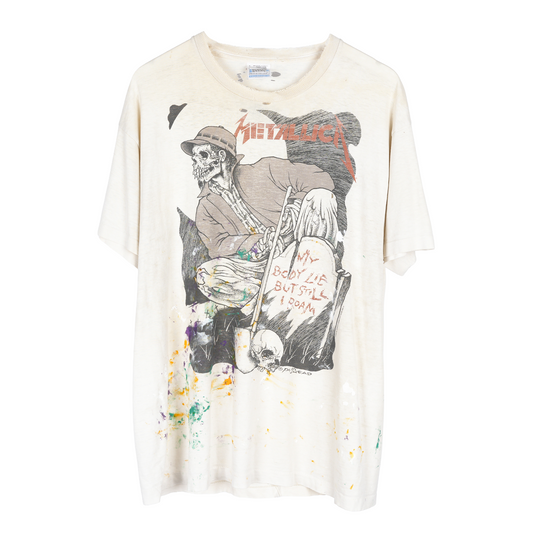 VINTAGE THRASHED METALLICA PUSHEAD GRAVEKEEPER TEE