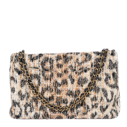 CHANEL 2026 TWEED MIXED FIBER LEOPARD PRINT BAG