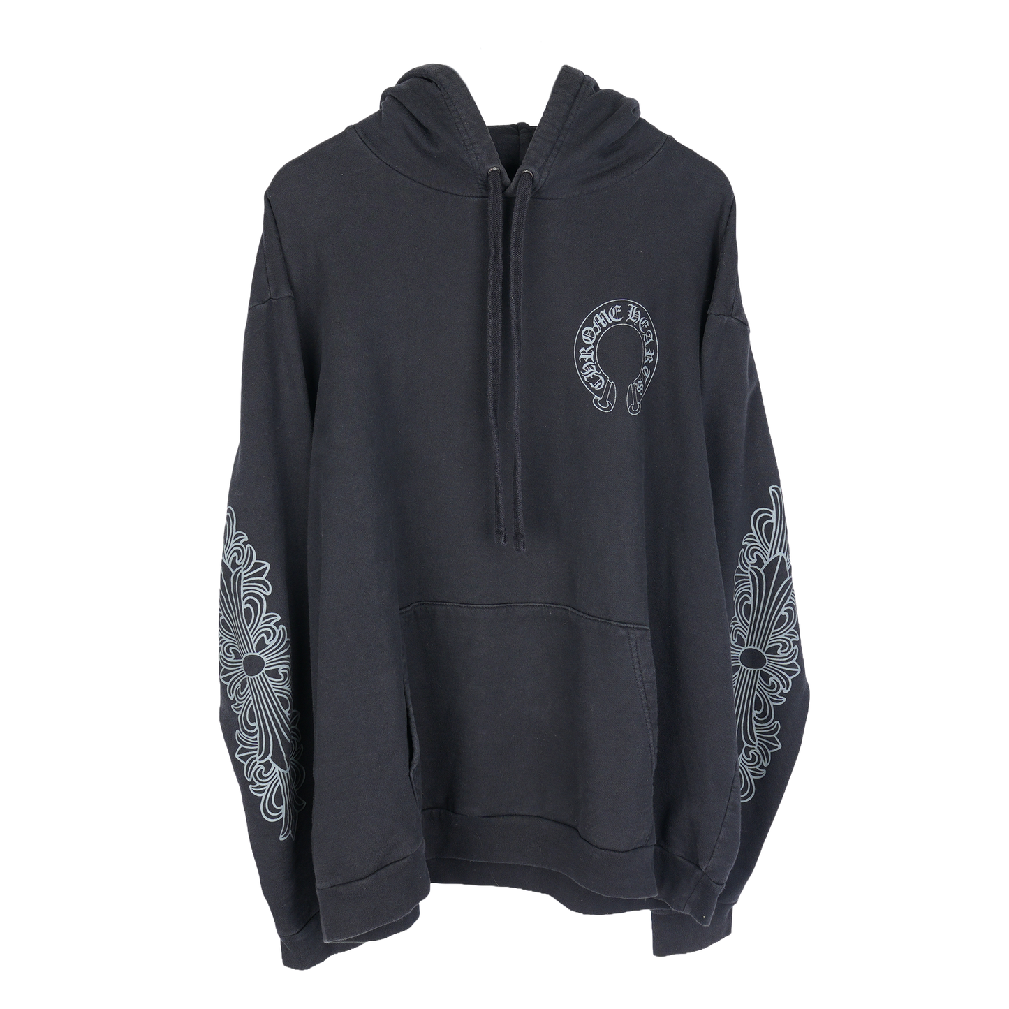 CHROME HEARTS FNF GREY LOGO FLEUR SLEEVE HOODIE