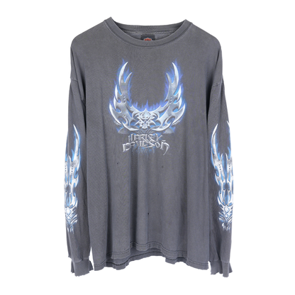 VINTAGE HARLEY DAVIDSON BLUE FLAME LONG SLEEVE TEE