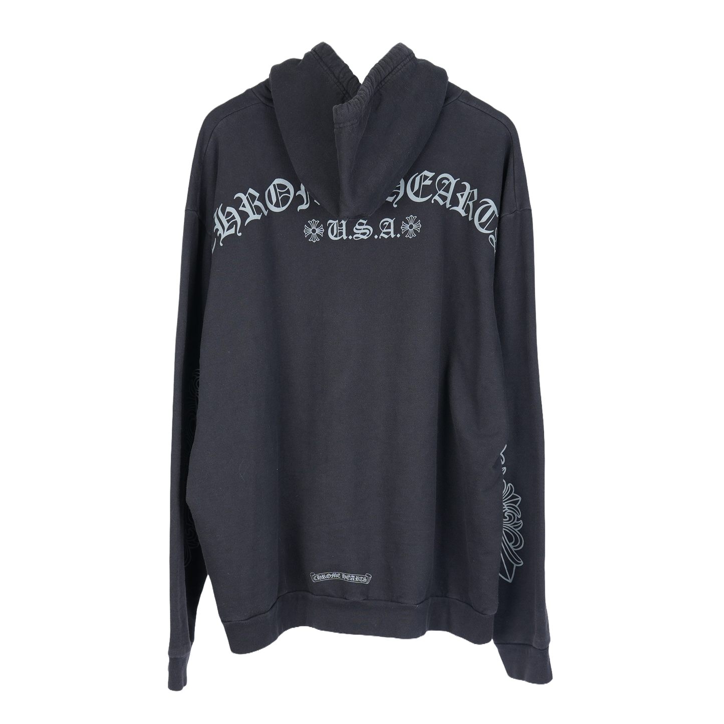 CHROME HEARTS FNF GREY LOGO FLEUR SLEEVE HOODIE