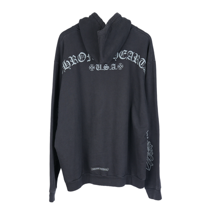 CHROME HEARTS FNF GREY LOGO FLEUR SLEEVE HOODIE