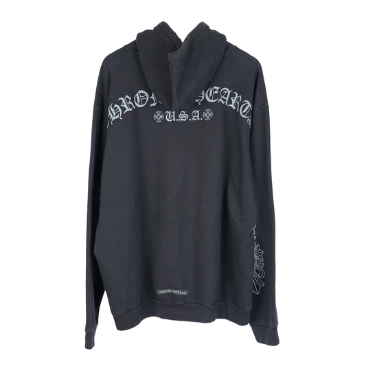 CHROME HEARTS FNF GREY LOGO FLEUR SLEEVE HOODIE