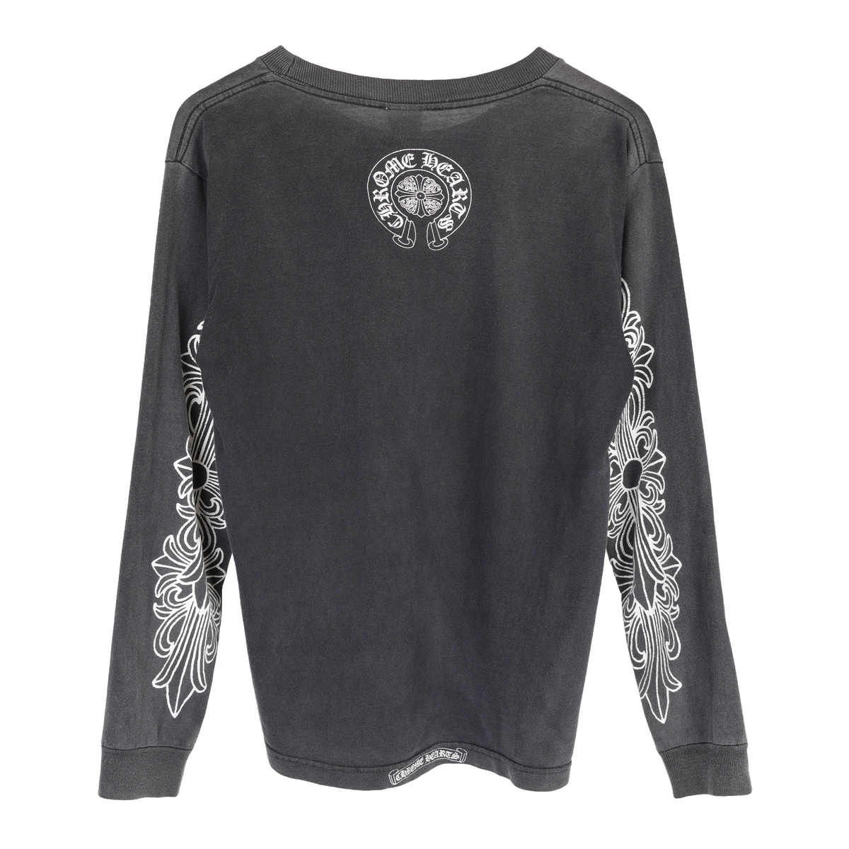 CHROME HEARTS FADED VINTAGE DAGGER POCKET FLORAL LONG SLEEVE TEE