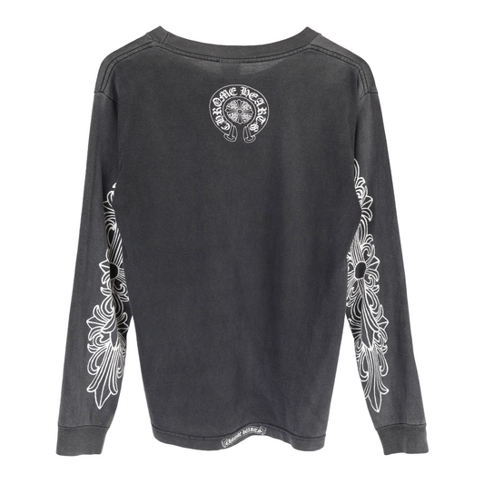 CHROME HEARTS FADED VINTAGE DAGGER POCKET FLORAL LONG SLEEVE TEE