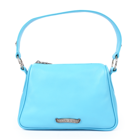 CHROME HEARTS SILVER DAGGER EMBELLISHED BLUE CHICKEN NUGGET PURSE