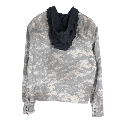 ALEXANDER DIGENOVA CROPPED CAMO HOODED BUTTON UP SHIRT