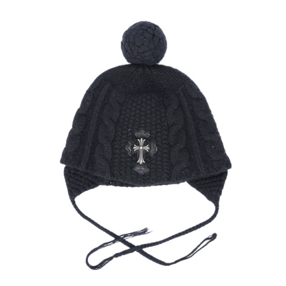 CH EARMUFF CROSS CHARM BEANIE
