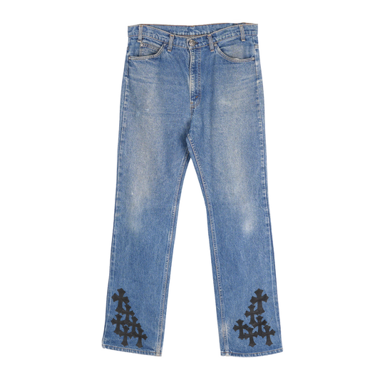 CHROME HEARTS BLACK PATCH BLUE WASH LEVIS