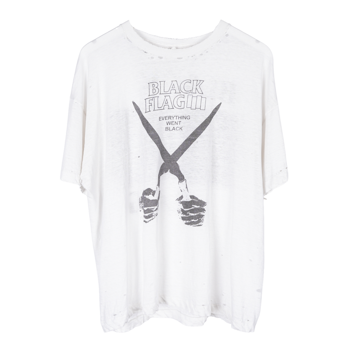 VINTAGE 1980s THRASHED BLACK FLAG 'EVERYTHING WENT BLACK' TEE