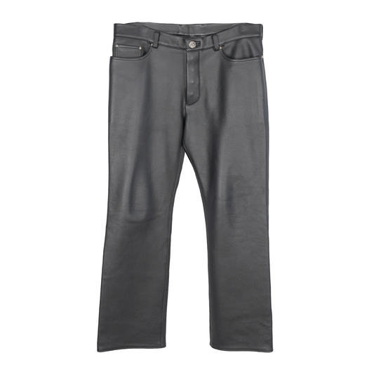 CHROME HEARTS HEAVY BLACK LEATHER PANTS