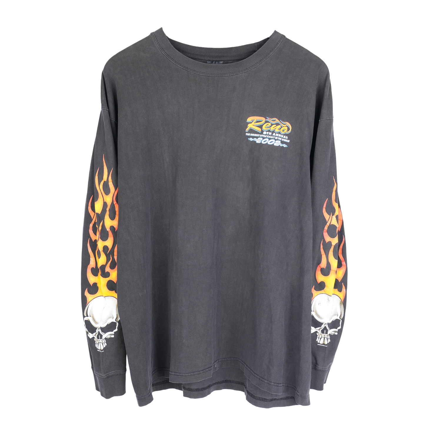 VINTAGE RENO FLAMES SKULL LONG SLEEVE TEE