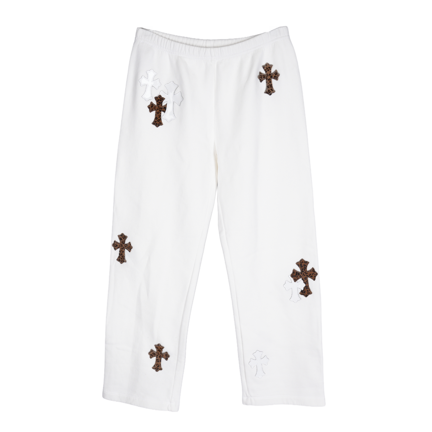 CHROME HEARTS CHEETAH PATENT WHITE PATCH SWEATPANTS