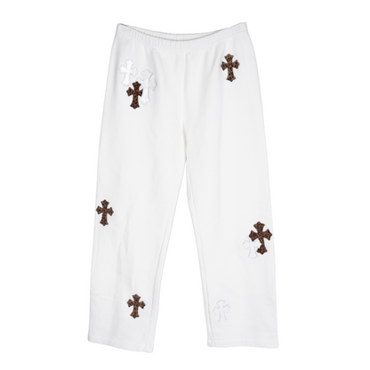 CHROME HEARTS CHEETAH PATENT WHITE PATCH SWEATPANTS