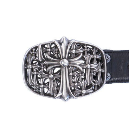 CEMETERY BELT BLACK CROSS PATCH STRAP