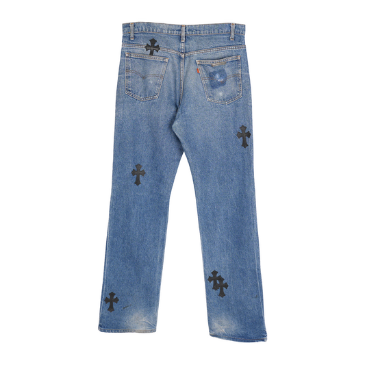 CHROME HEARTS BLACK PATCH BLUE WASH LEVIS