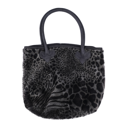 CHROME HEARTS BLACK LEOPARD PRINT TOTE BAG WITH CROSS PATCH