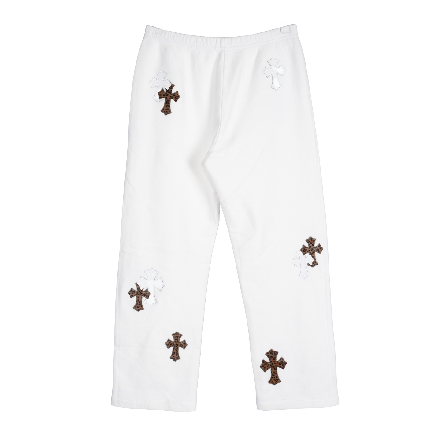 CHROME HEARTS CHEETAH PATENT WHITE PATCH SWEATPANTS