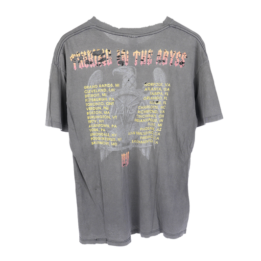 VINTAGE FADED THRASHED SLAYER CROSS SKULL TEE