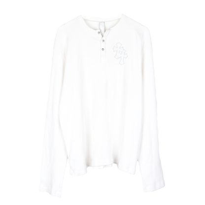 CHROME HEARTS WHITE CROSS PATCH HENLEY THERMAL LONG SLEEVE