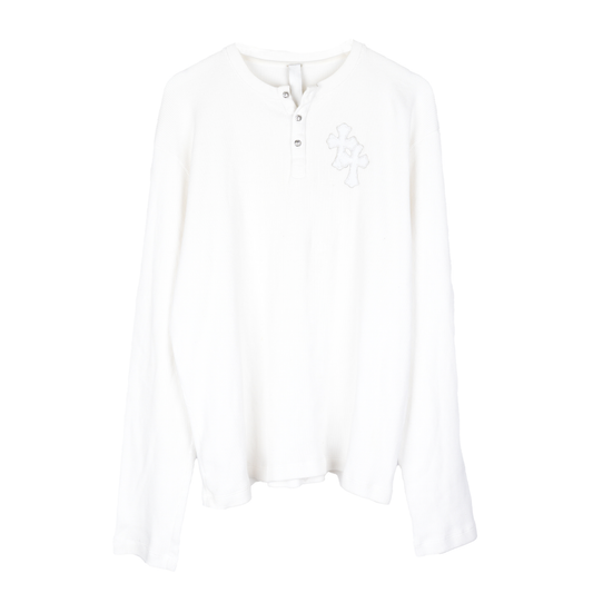 CHROME HEARTS WHITE CROSS PATCH HENLEY THERMAL LONG SLEEVE
