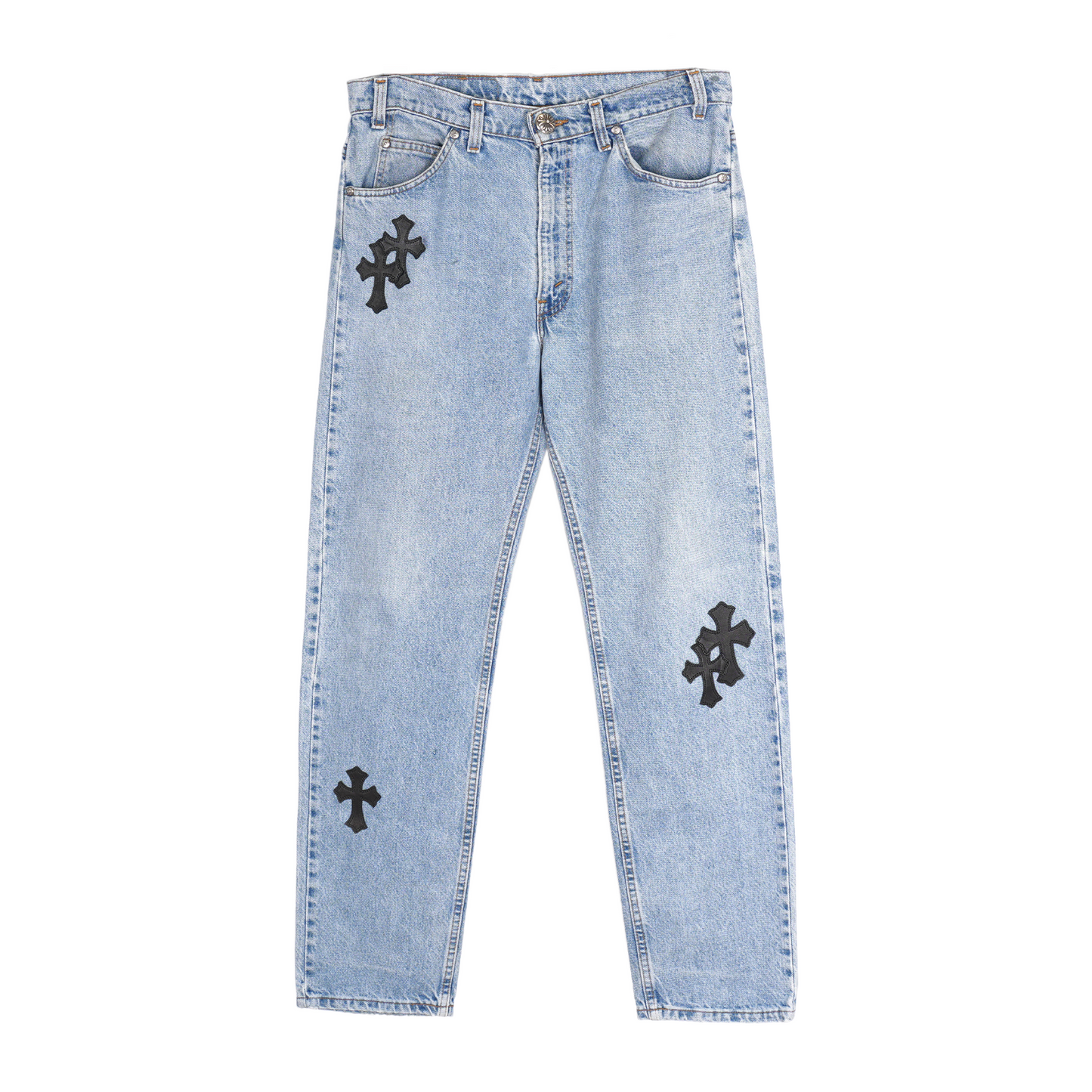 CHROME HEARTS BLACK PATCH LIGHT WASH LEVIS 505