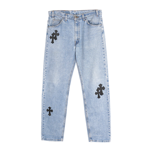 CHROME HEARTS BLACK PATCH LIGHT WASH LEVIS 505