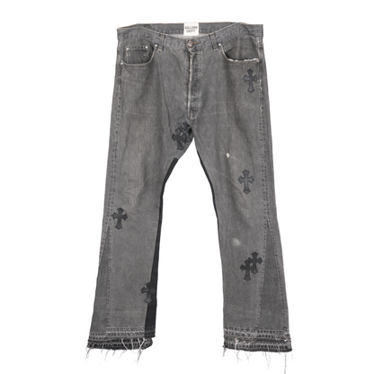 CHROME HEARTS X GALLERY DEPT BLACK PATCH GREY WASH LEVIS DENIM