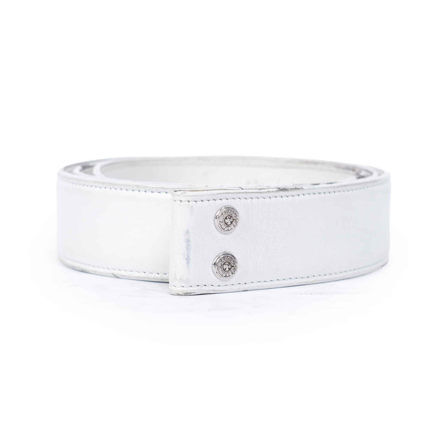 CHROME HEARTS WHITE LEATHER BELT STRAP