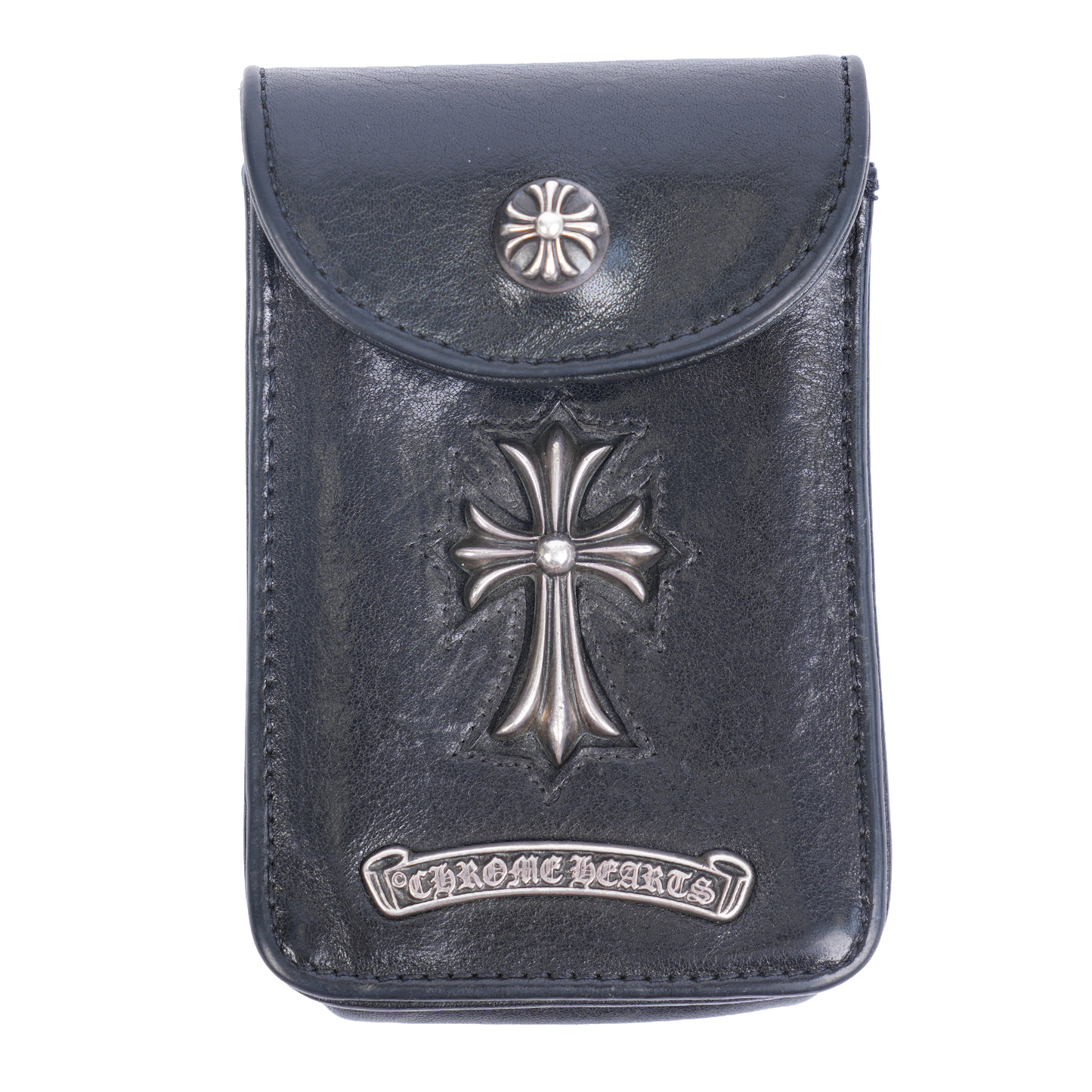CHROME HEARTS LEATHER CROSS CIGARETTE POUCH