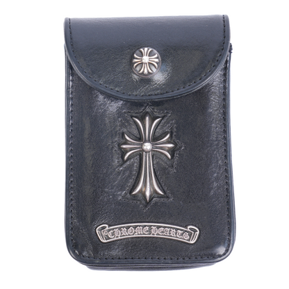 CHROME HEARTS LEATHER CROSS CIGARETTE POUCH