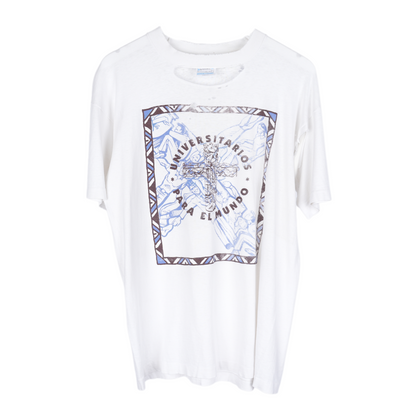 VINTAGE WHITE UNIVERSITARIOS PARA EL MUNDO T-SHIRT SCREEN STARS
