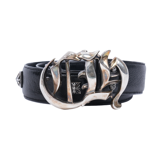 CHROME HEARTS CH LOGO BELT BLACK STUD STRAP