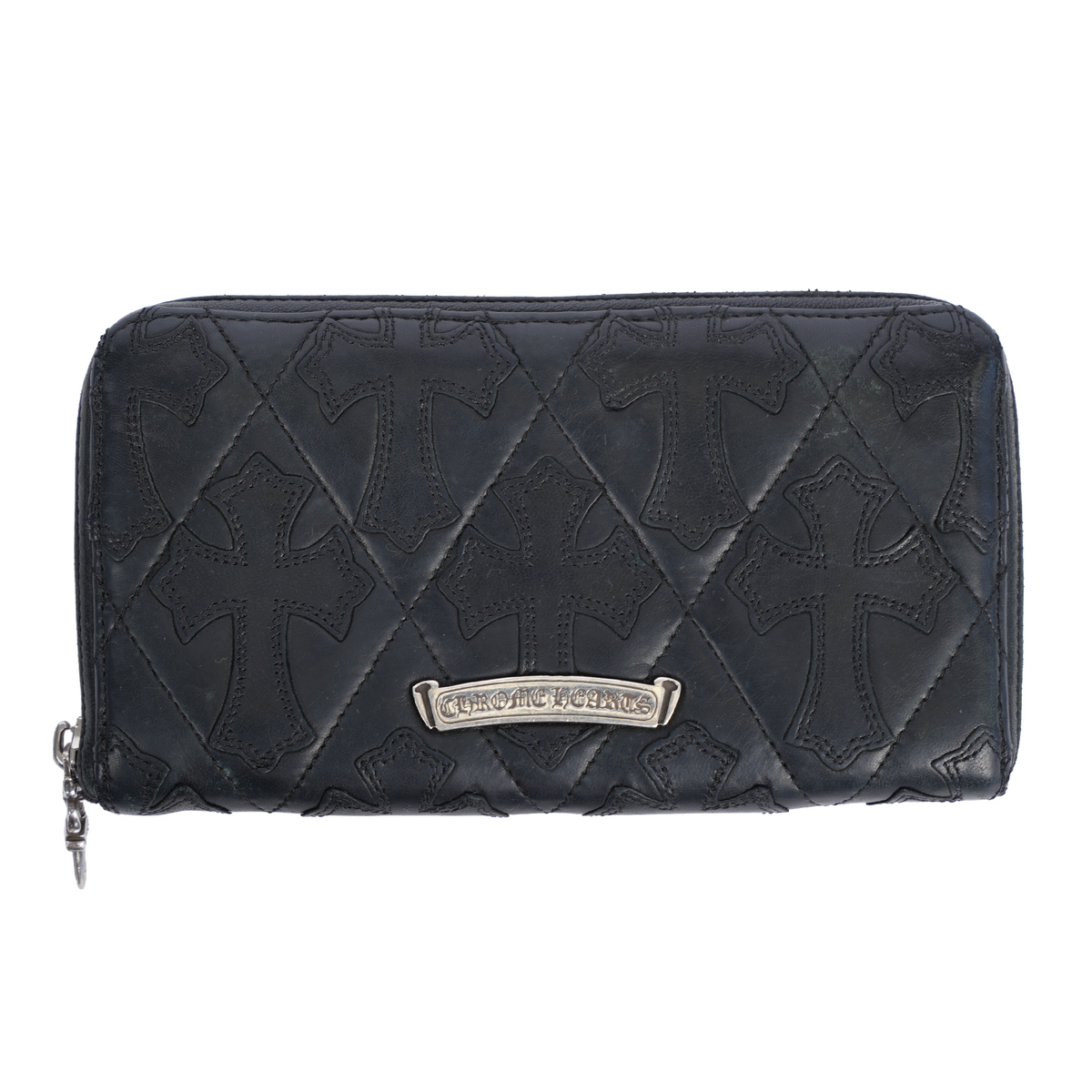 CHROME HEARTS BLACK LEATHER PATCH LONG WALLET