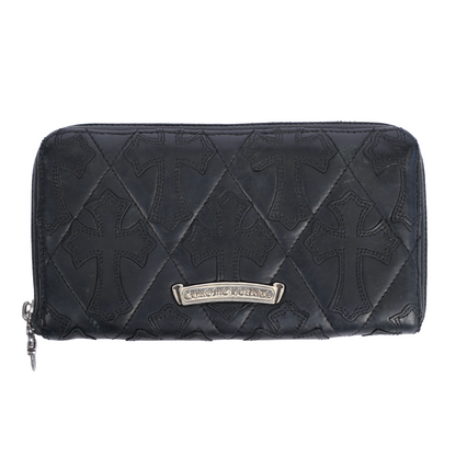 CHROME HEARTS BLACK LEATHER PATCH LONG WALLET