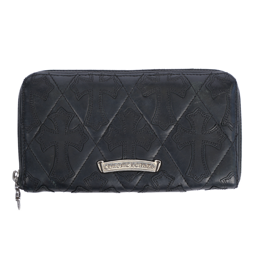 CHROME HEARTS BLACK LEATHER PATCH LONG WALLET