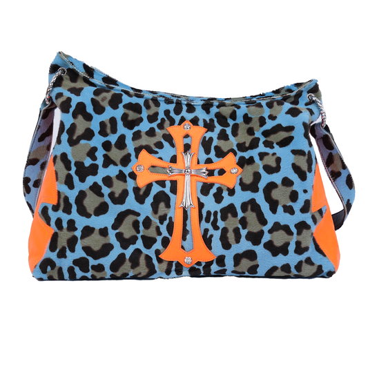 CHROME HEARTS LYON ST. BARTHS BLUE CHEETAH BAG